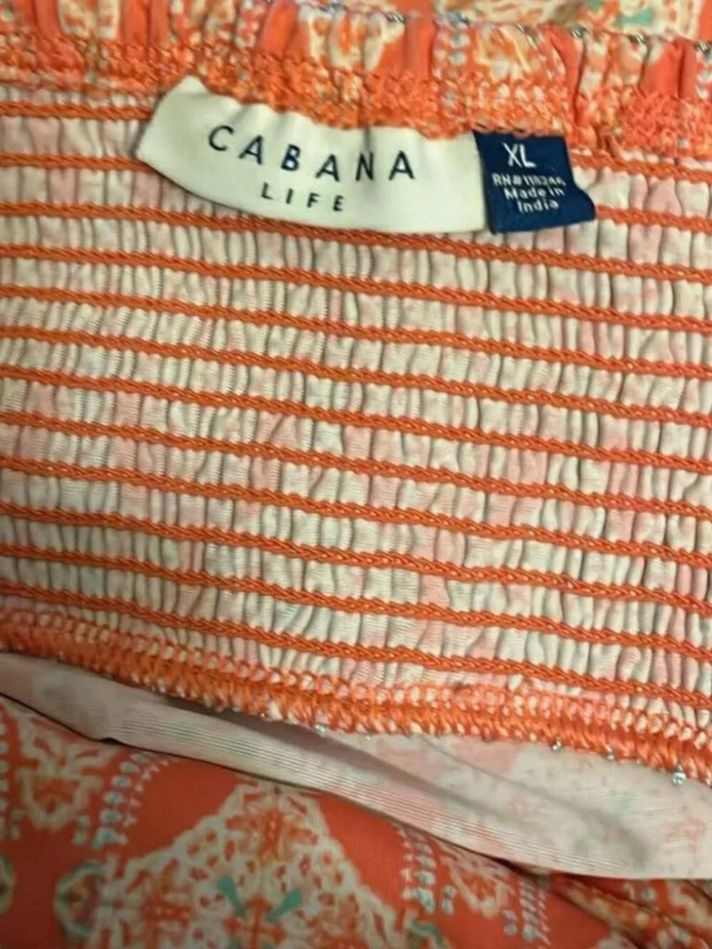 Cabana Life Coral Tide Smocked Off-Shoulder UPF 50+ Dress XL - Picture 5 of 7